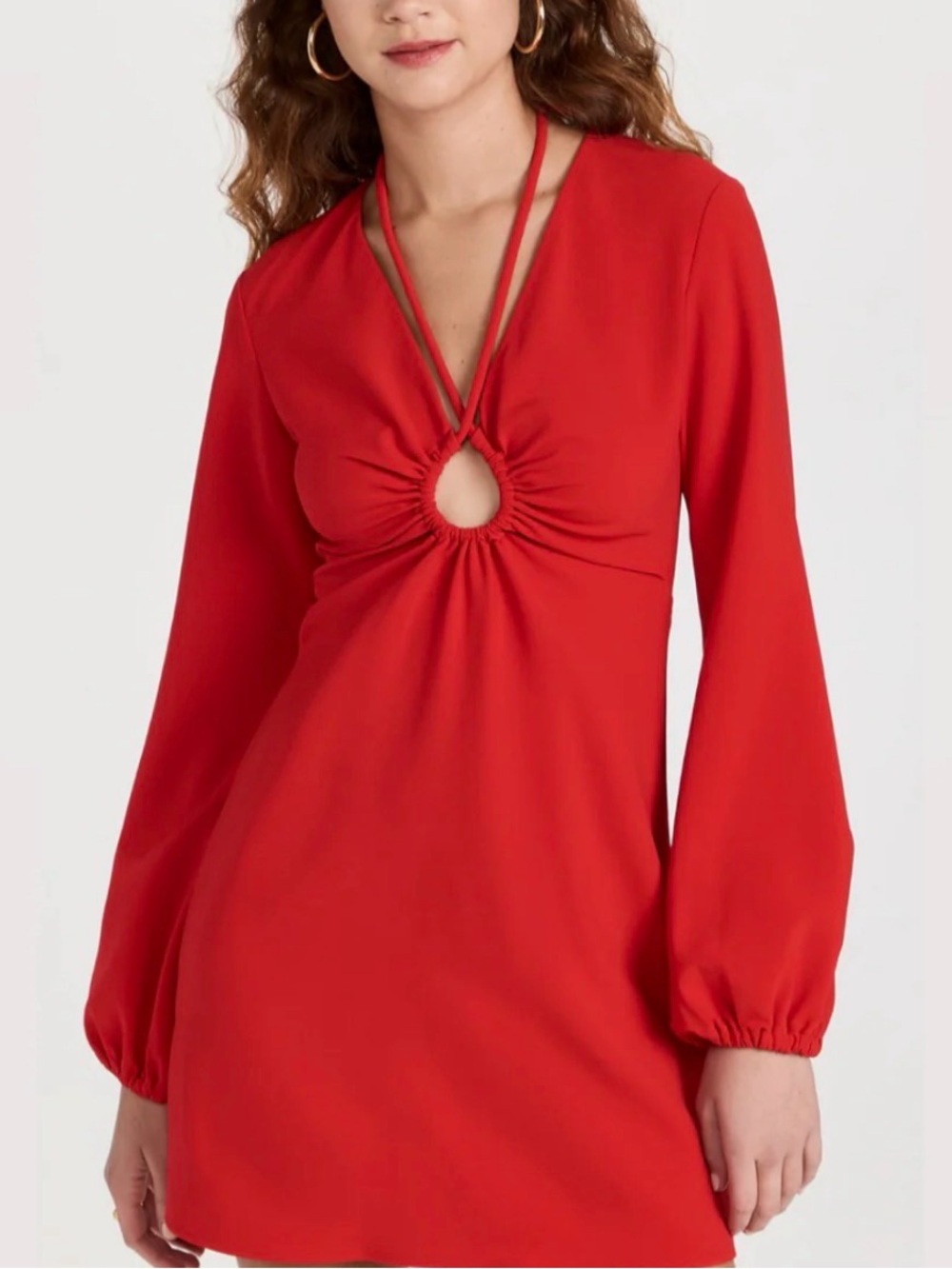 A.L.C. Red Long-Sleeve Keyhole Mini Dress